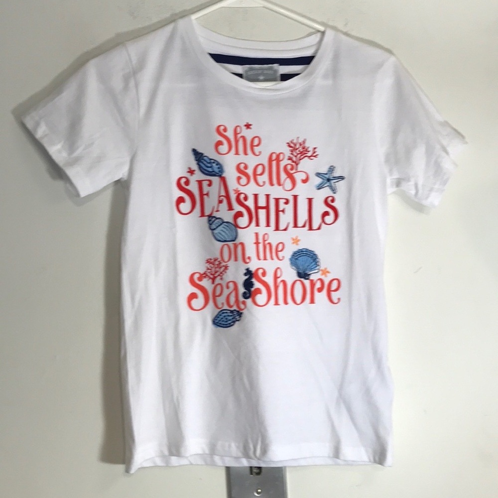 NEW WITH TAG ROCKIN BABY (RB) SHE SELLS SEASHELLS GIRL WHITE TOP MISC SIZES